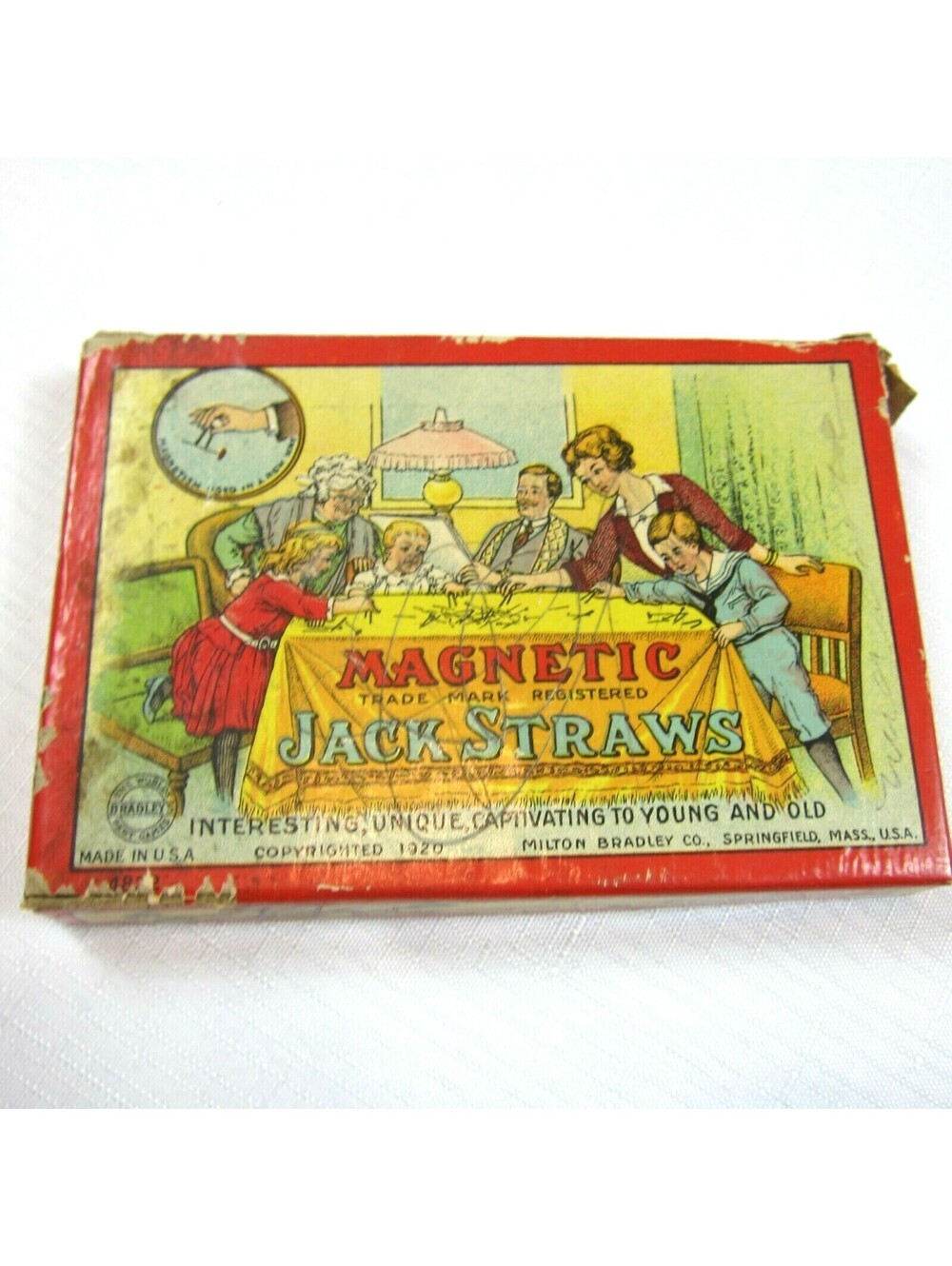Antique 1920 Magnetic Jack Straws Game Milton Bradley 4822 w/ Original Box